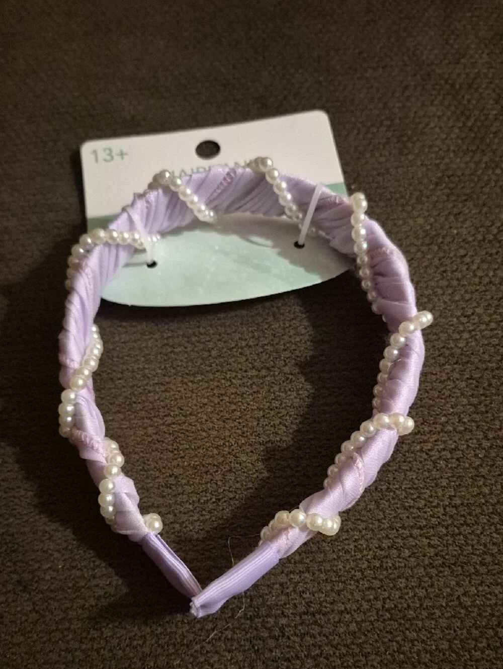 Kids Lavender Pearl Twist Headband - Hairband Serre Tete SZ 13×